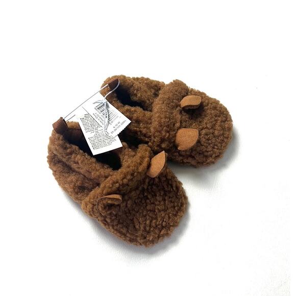 Old Navy Baby Fuzzy Bear Slippers Shoes Sz 6-12M - Picture 1 of 7